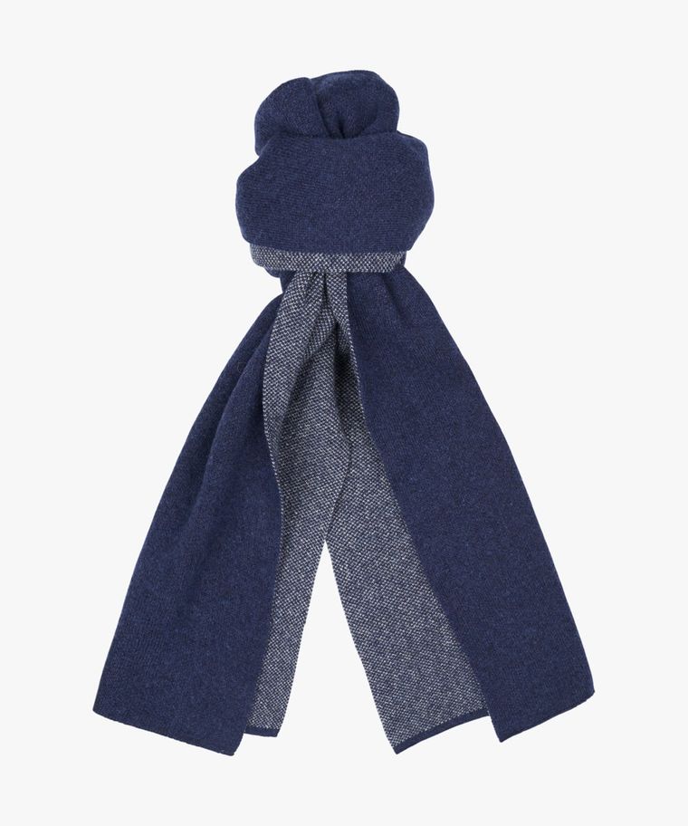 Navy wool-cashmere knitted scarf
