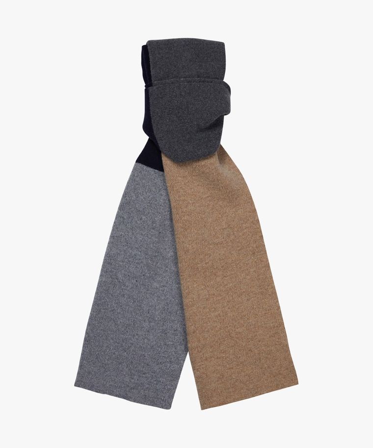 Grey woolen knitted scarf