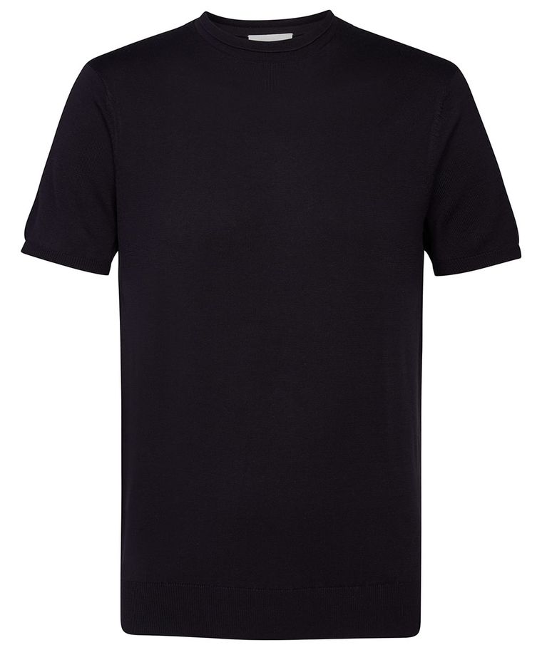 Navy silk-cotton t-shirt
