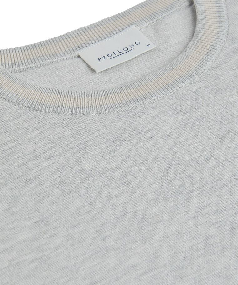 Grey melange cotton-silk t-shirt