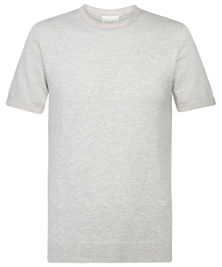 Grey melange cotton-silk t-shirt