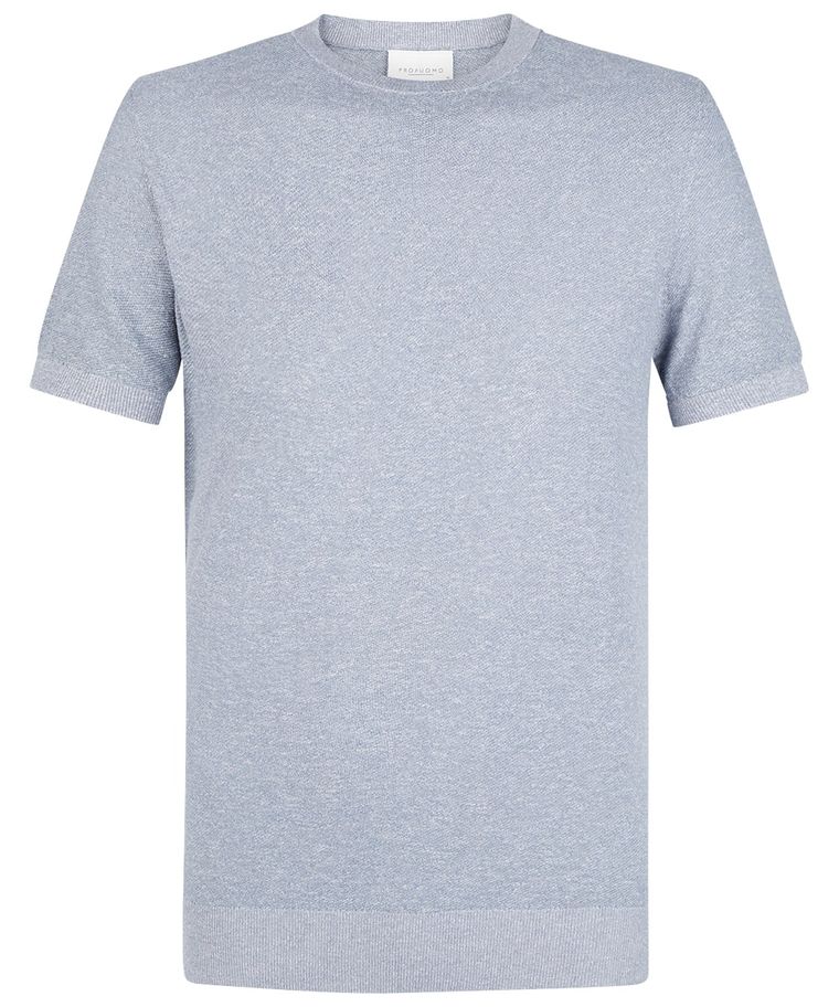 Blauw katoen-linnen t-shirt