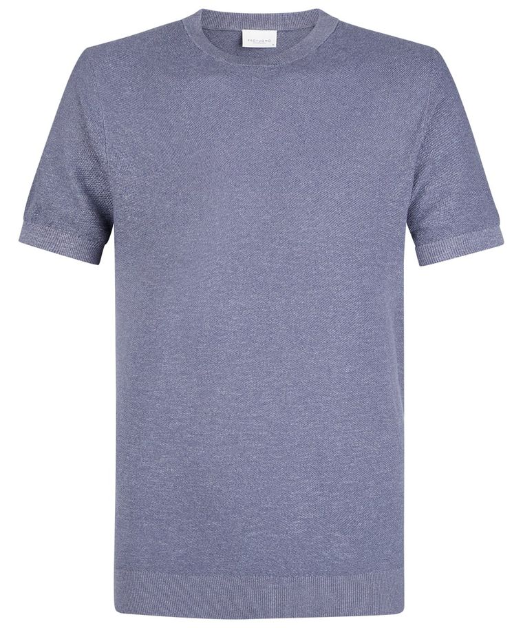 Navy cotton-linen t-shirt