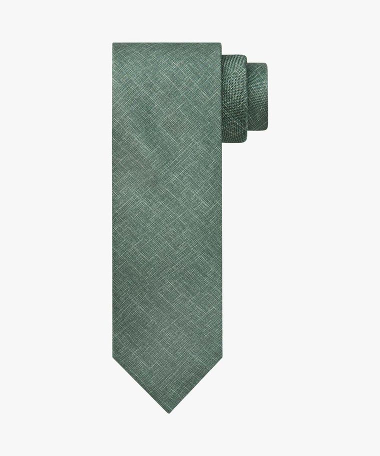Green silk print tie