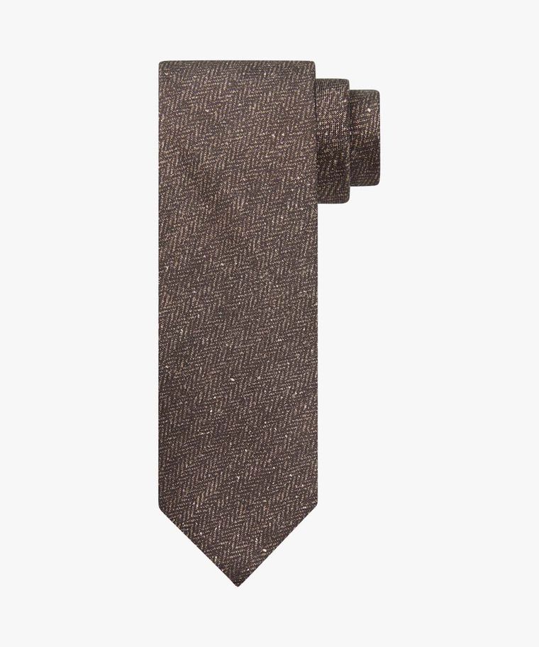 Brown silk print tie