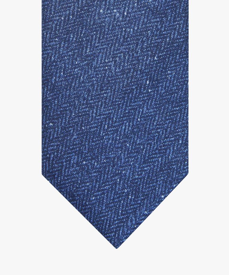 Navy silk print tie