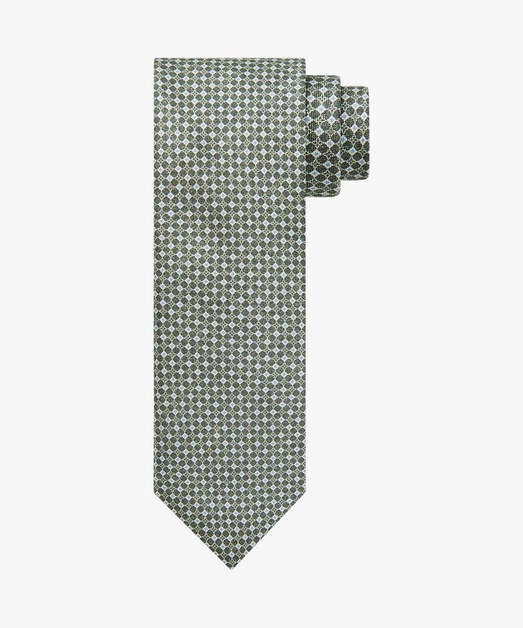 Green silk print tie