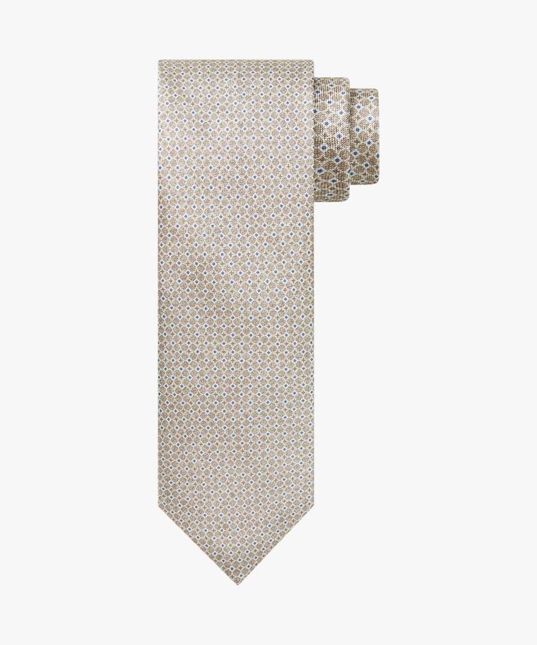 Camel silk print tie