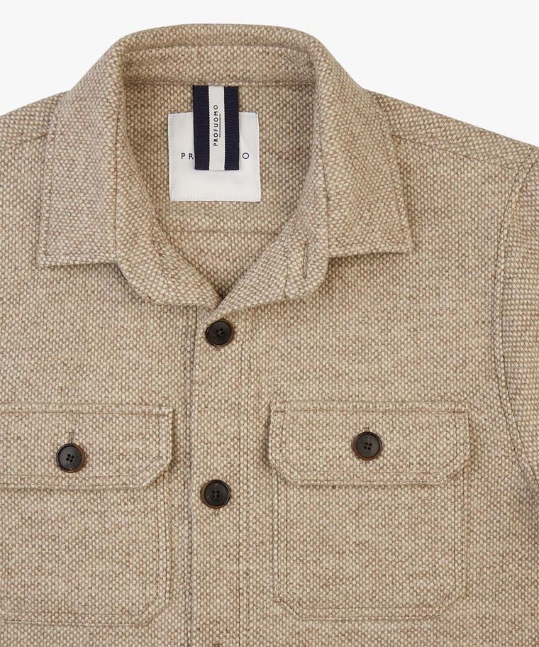 Beige wool textured overshirt