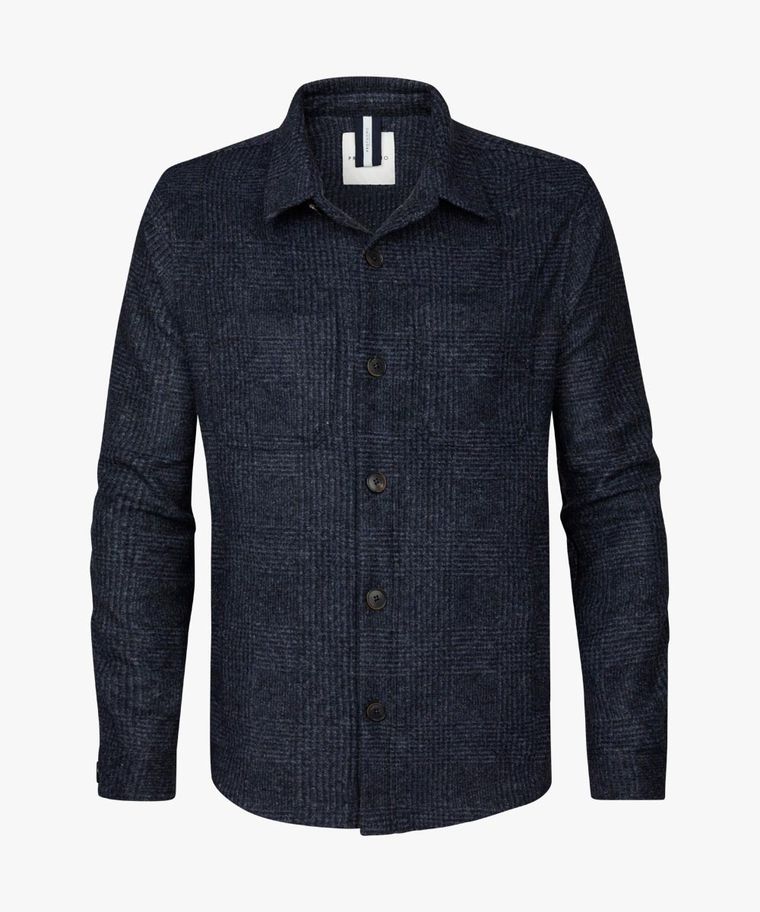 Marineblaues Woll-Knitted-Overshirt