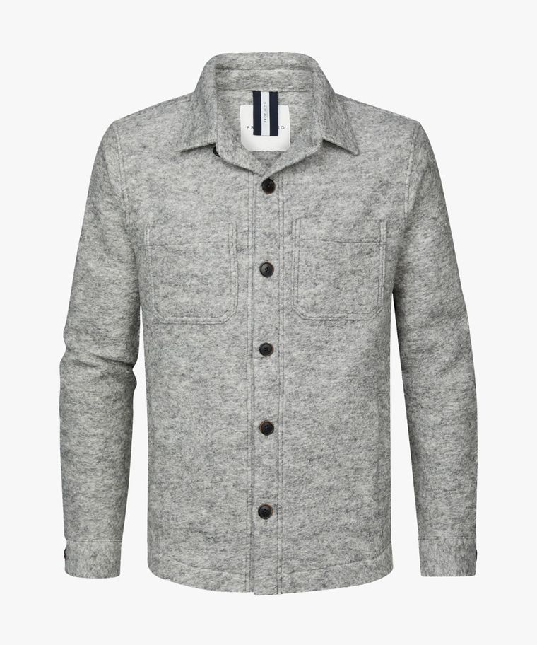 Graues Mélange-Knitted-Overshirt