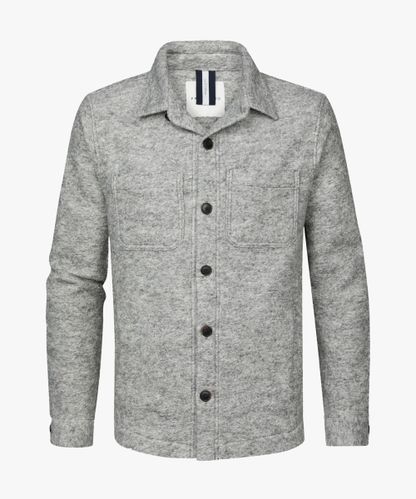 Profuomo Grey mélange knitted overshirt