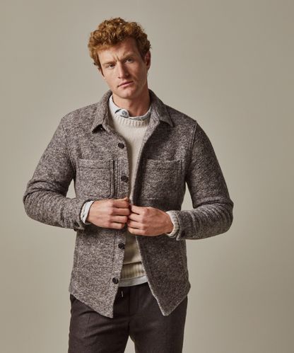 Profuomo Bruin mélange knitted overshirt