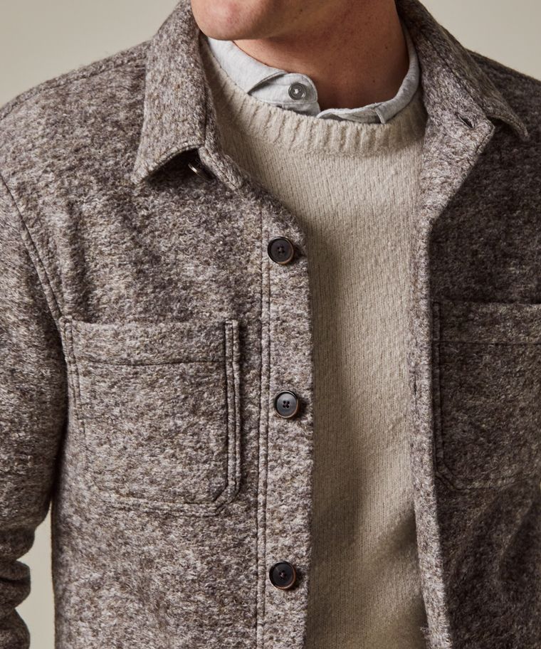 Braunes Mélange-Knitted-Overshirt