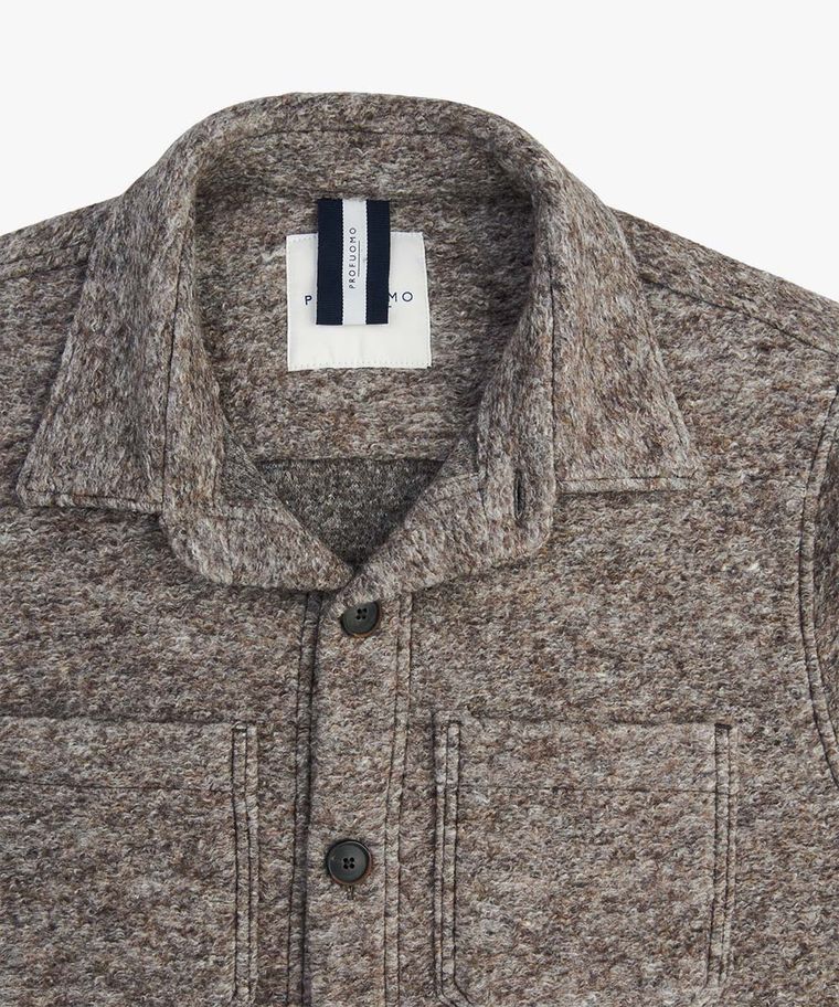 Braunes Mélange-Knitted-Overshirt