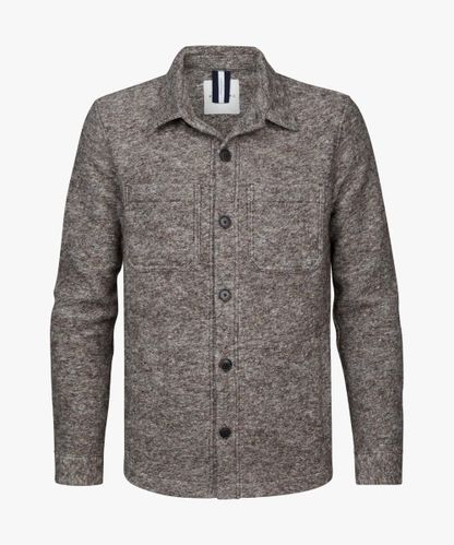 Profuomo Brown mélange knitted overshirt