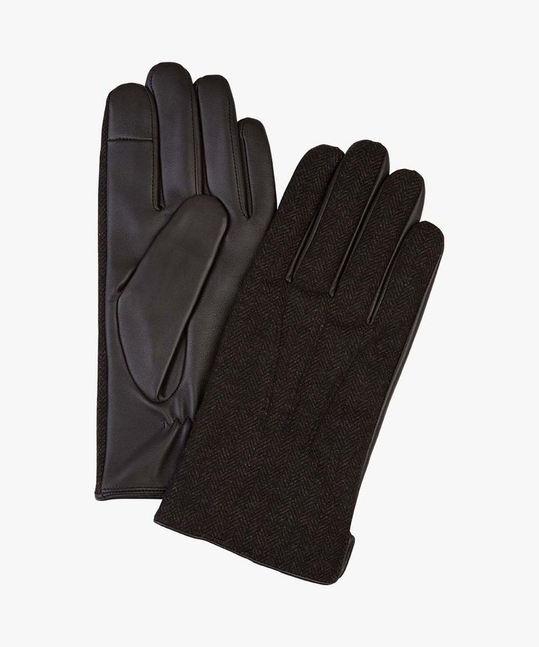 Braune Fischgrät-Handschuhe