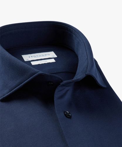 Profuomo Marineblaues Hemd aus Single-Jersey