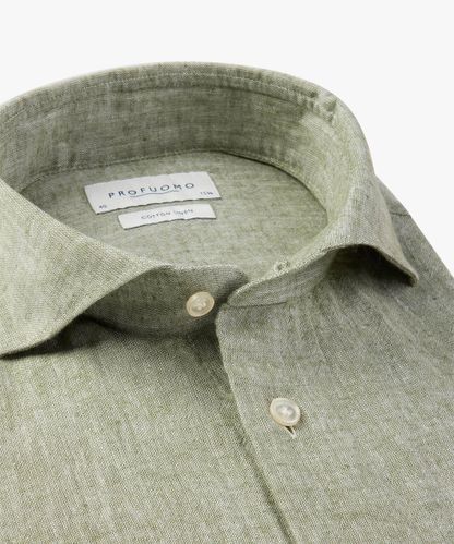 Profuomo Green linen-cotton shirt