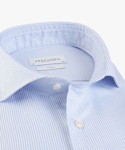 Profuomo Blue structure travel shirt