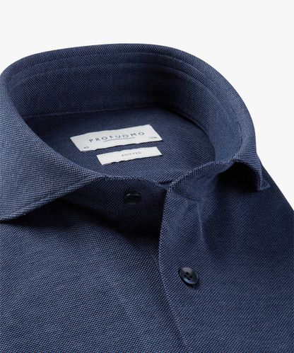 Profuomo Navy knitted overhemd