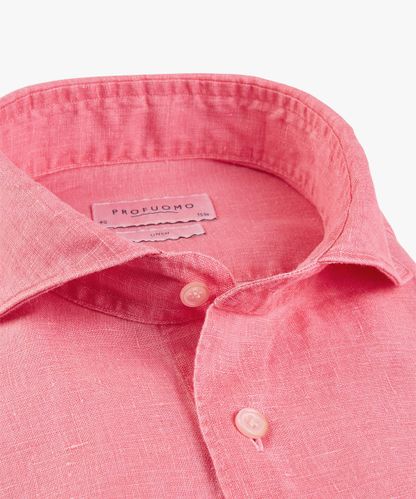 Profuomo Pink coated linen shirt