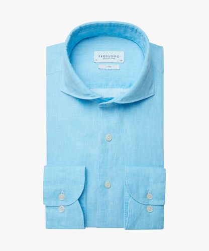 Profuomo Aqua coated linnen overhemd
