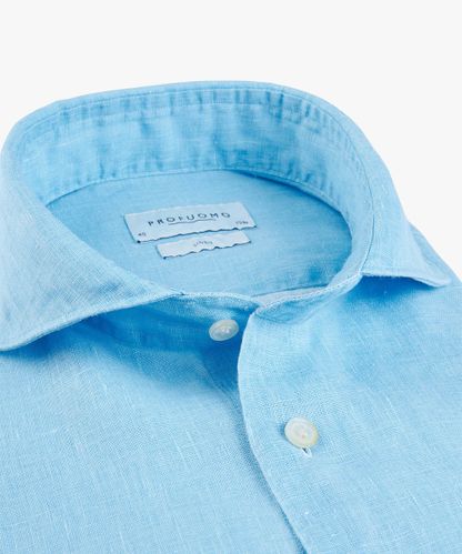Profuomo Aqua coated linen shirt