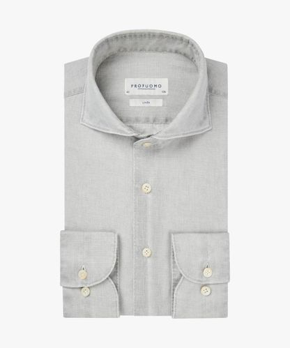 Profuomo Grey coated linen shirt