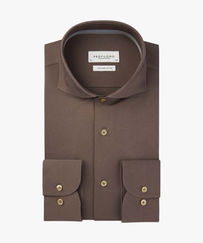 Profuomo Brown Japanese knitted shirt