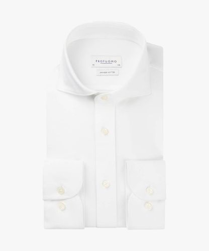 Profuomo White oxford Japanese knitted shirt