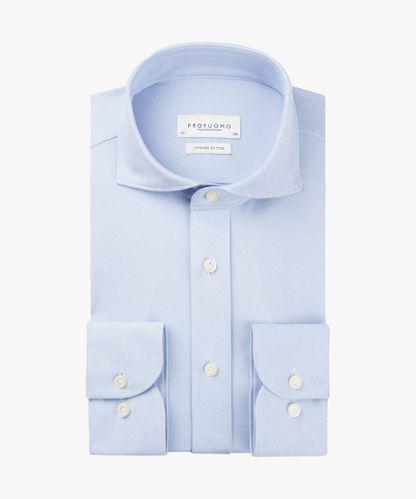 Profuomo Japanese-Knitted-Oxford-Hemd in Blau