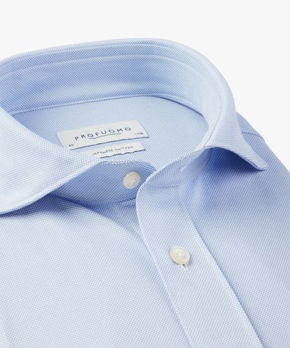 Profuomo Blue oxford Japanese knitted shirt