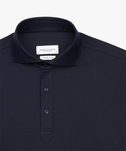 Profuomo Navy Japanese knitted polo shirt