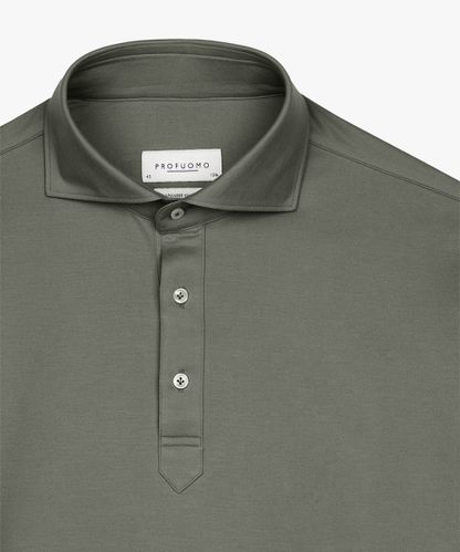 Profuomo Japanese-Knitted-Poloshirt in Grün