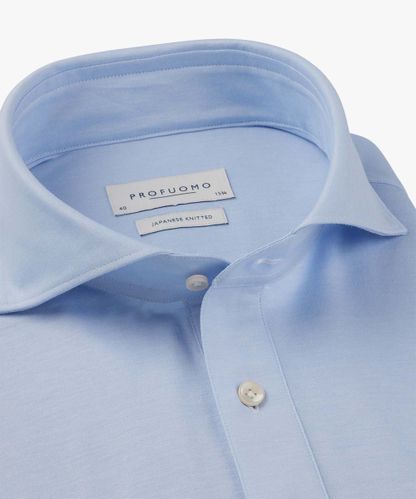 Profuomo Blue Japanese knitted polo shirt