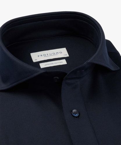 Profuomo Navy Japanese knitted polo shirt