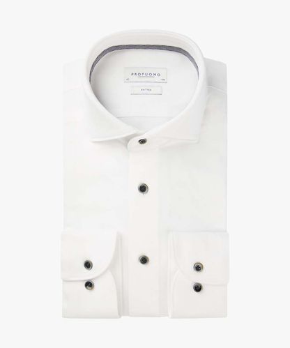 Profuomo Weißes Hemd aus Single-Jersey