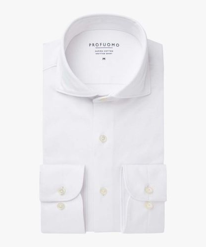 Profuomo Weißes Knitted-Hemd aus Supima