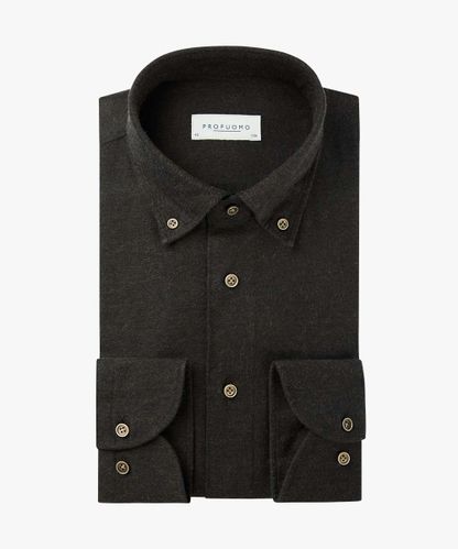 Profuomo Brown button-down flannel shirt