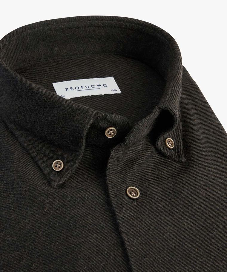 Brown button-down flannel shirt