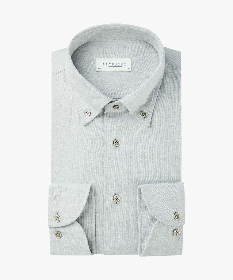 Grey button-down flannel shirt