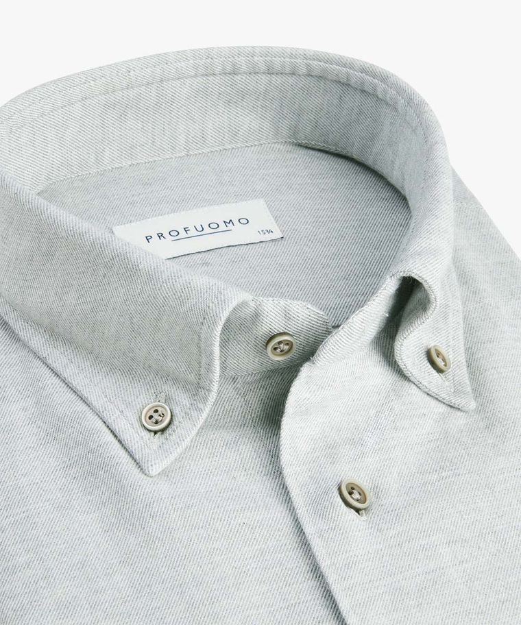 Grey button-down flannel shirt