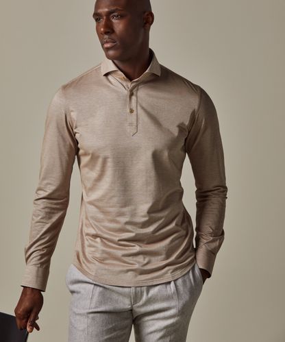 Profuomo Camel Japanese knitted polo shirt