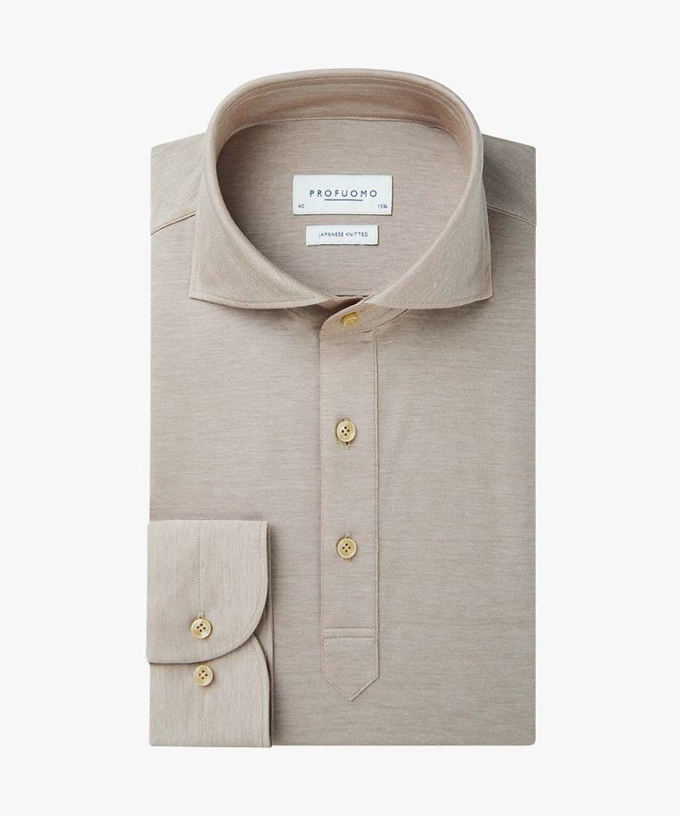 Camel Japanese knitted polo shirt