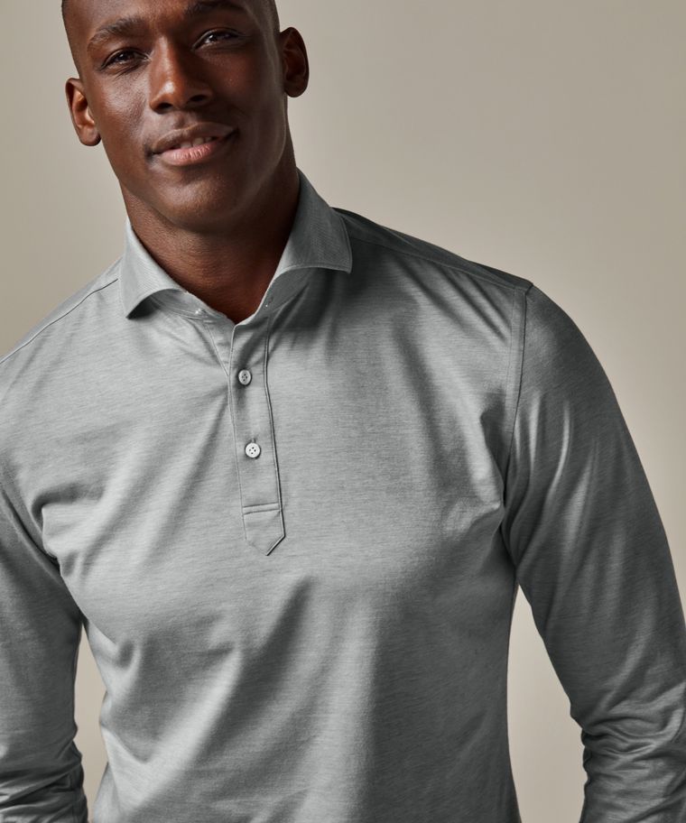 Grey Japanese knitted polo shirt