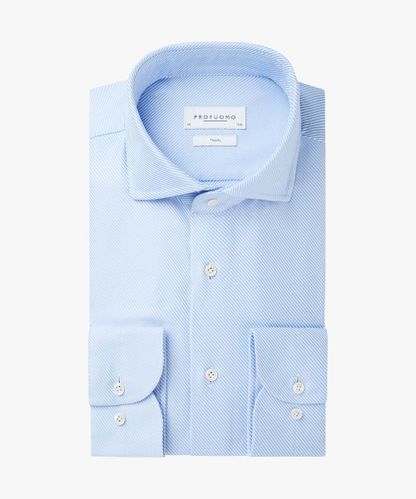 Profuomo Blaues Twill-Hemd, extra langer Arm