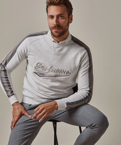 Profuomo Grey mélange logo sweater