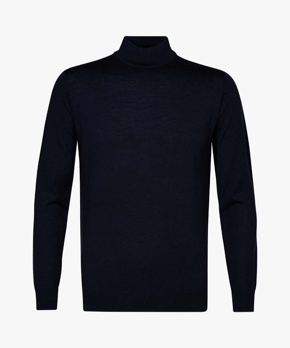 Marineblauer Stehkragen-Pullover