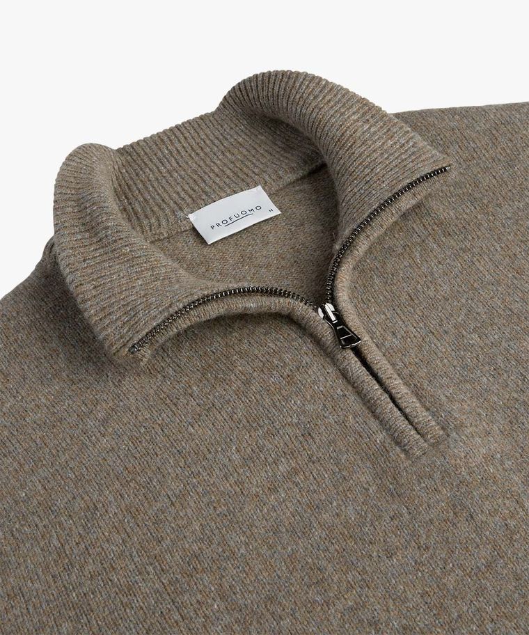 Brown wool half zip